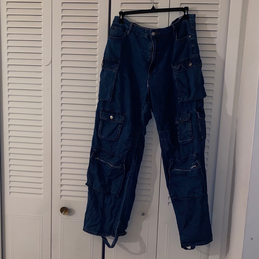 Fashion Nova Blue Cargo Pants